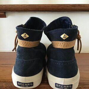 SPERRY TOP SIDER Suede Leather Navy High Top Side-Zip Sneakers Womens 9.5 - NWOT